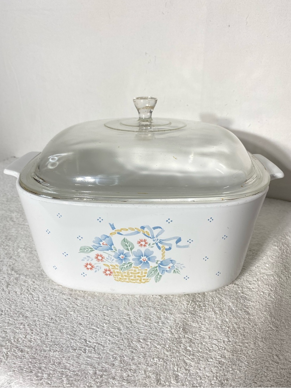 Vintage CorningWare Country Cornflower 5L Casserole Dish A-5-B Glass Lid